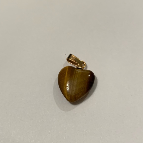 ❤️NWOT vintage genuine tiger eye stripes heart pendant - Picture 2 of 5